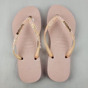Havaianas Slim Gloss Light Pink Flip Flops Glitter Ballet Rose 6